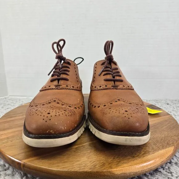 Cole Haan ZeroGrand British Tan Leather Wingtip Casual Oxford Shoes Mens 8.5