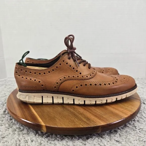 Cole Haan ZeroGrand British Tan Leather Wingtip Casual Oxford Shoes Mens 8.5