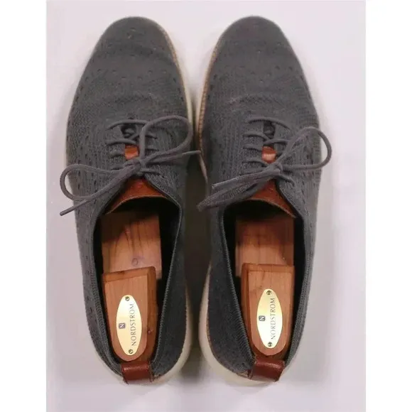 Cole-Haan ZeroGrand Stitchlite Gray Knit Wingtip Oxford Dress Shoes 11M