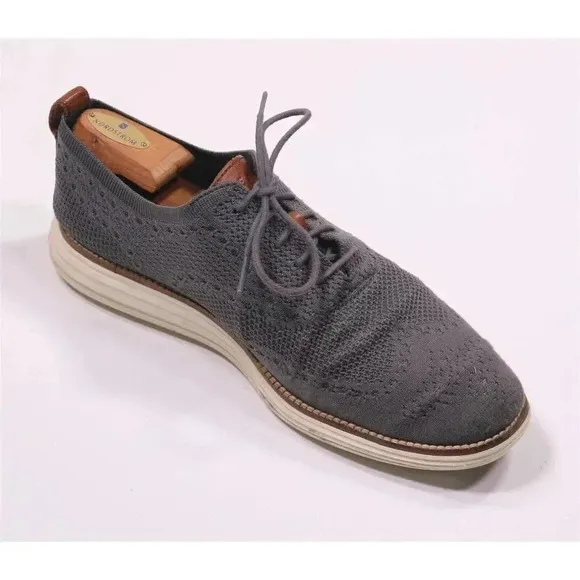 Cole-Haan ZeroGrand Stitchlite Gray Knit Wingtip Oxford Dress Shoes 11M