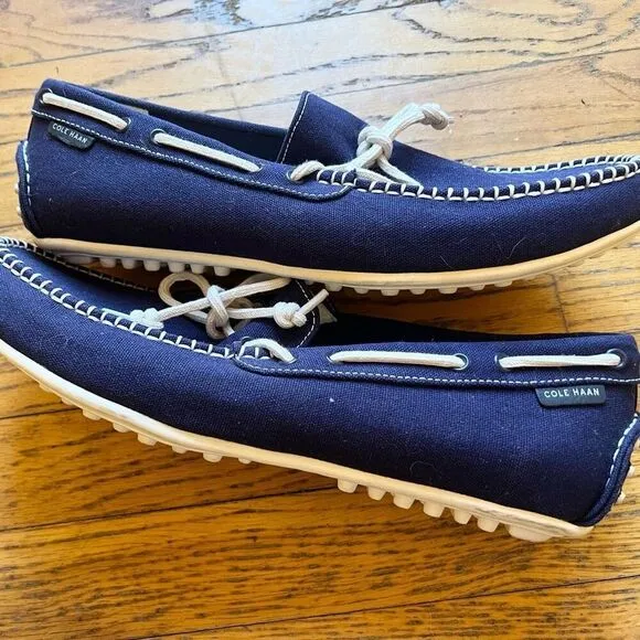 Cole Haan Blue &amp; White Nautical Boat Shoes Loafers C13444 Men’s SZ 12 Worn Once