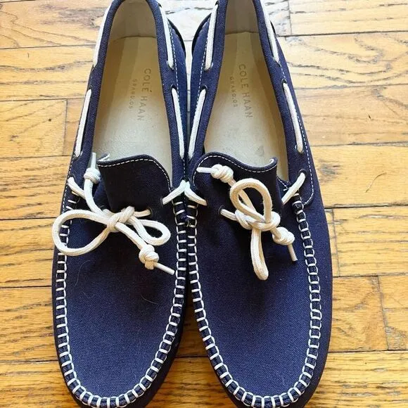Cole Haan Blue &amp; White Nautical Boat Shoes Loafers C13444 Men’s SZ 12 Worn Once