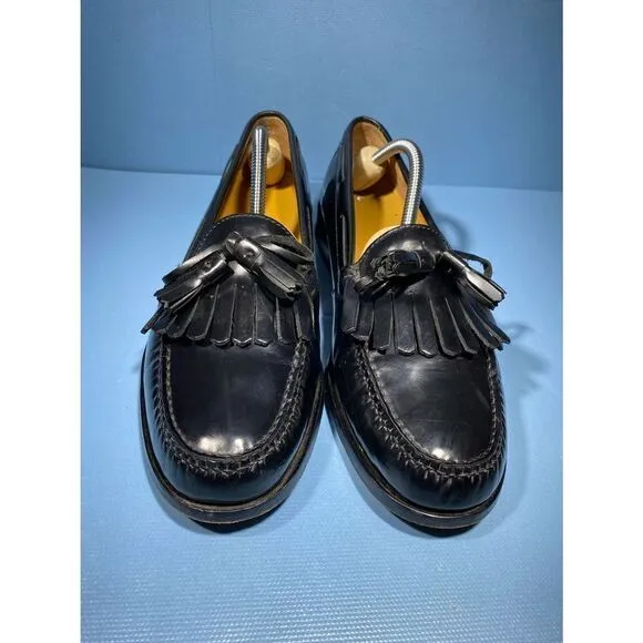 Cole Haan C02691 Black Leather Pinch Tassel Loafer Dress Shoes Men 9,5 D