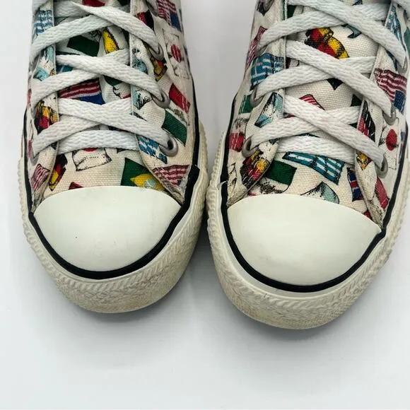 Convers All star unixes sneakers all nations flags Vtg Rare men’s Sz 6 women’s 8