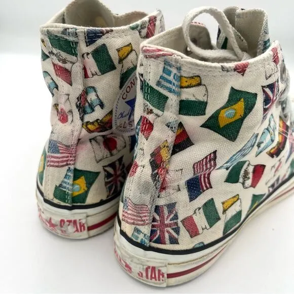Convers All star unixes sneakers all nations flags Vtg Rare men’s Sz 6 women’s 8