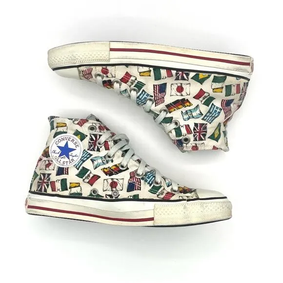 Convers All star unixes sneakers all nations flags Vtg Rare men’s Sz 6 women’s 8