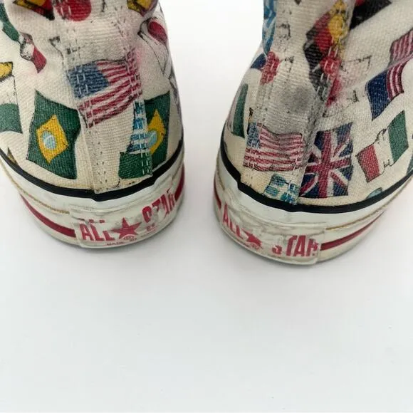 Convers All star unixes sneakers all nations flags Vtg Rare men’s Sz 6 women’s 8