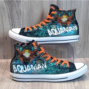 Converse Aquaman Sneakers Men's Size 10.5  All Over Print Dead Stock Late 2000s
