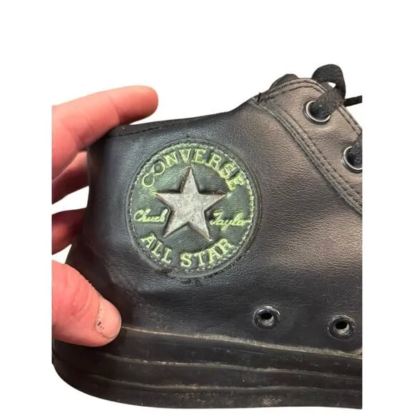 Converse Black Sneakers faux leather high tops unisex men's 11.5 women's 13.5