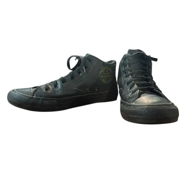 Converse Black Sneakers faux leather high tops unisex men's 11.5 women's 13.5