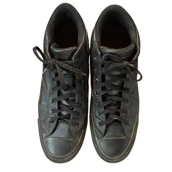 Converse Black Sneakers faux leather high tops unisex men's 11.5 women's 13.5