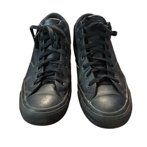 Converse Black Sneakers faux leather high tops unisex men's 11.5 women's 13.5