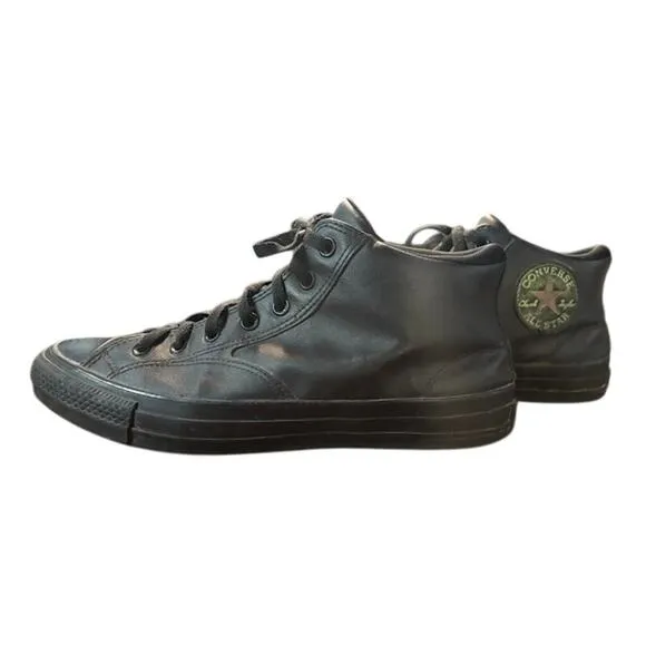 Converse Black Sneakers faux leather high tops unisex men's 11.5 women's 13.5