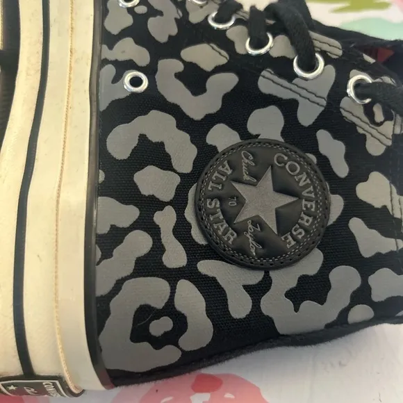 Converse Chuck 70 Hi reflective unisex  7.5/9.5leopard print sneakers in black