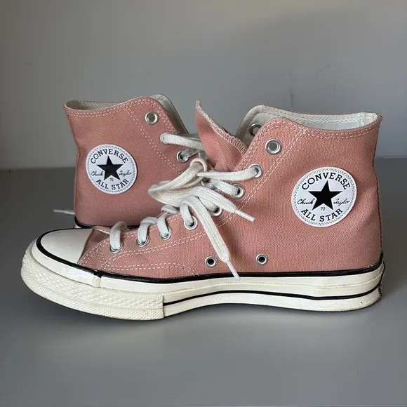 Converse Chuck 70 High Scripted Signature Print - Rose Gold Pink Size 9.5