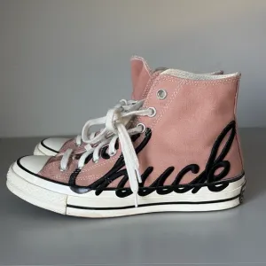 Converse Chuck 70 High Scripted Signature Print - Rose Gold Pink Size 9.5