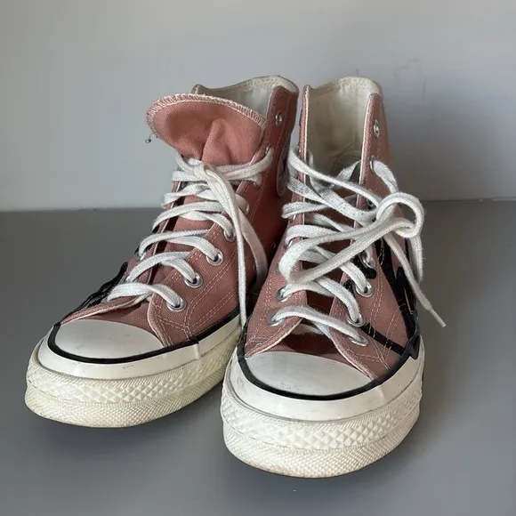 Converse Chuck 70 High Scripted Signature Print - Rose Gold Pink Size 9.5