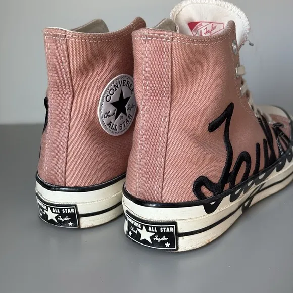 Converse Chuck 70 High Scripted Signature Print - Rose Gold Pink Size 9.5