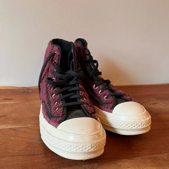 Converse Chuck Taylor 70 High Sherpa Shadowberry Maroon Hightop Sneakers…