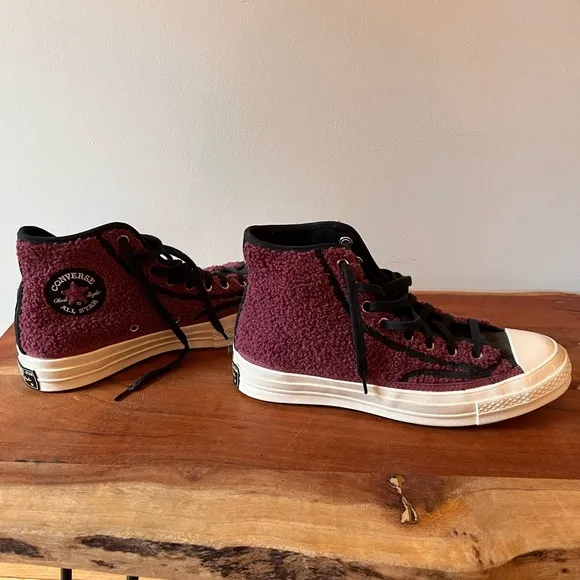 Converse Chuck Taylor 70 High Sherpa Shadowberry Maroon Hightop Sneakers…