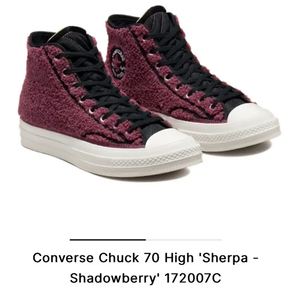 Converse Chuck Taylor 70 High Sherpa Shadowberry Maroon Hightop Sneakers…