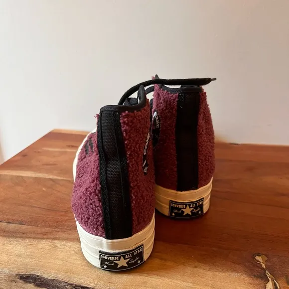 Converse Chuck Taylor 70 High Sherpa Shadowberry Maroon Hightop Sneakers…