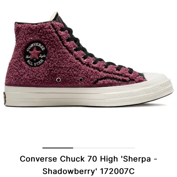 Converse Chuck Taylor 70 High Sherpa Shadowberry Maroon Hightop Sneakers…