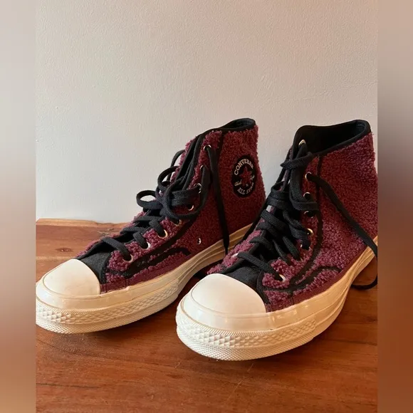 Converse Chuck Taylor 70 High Sherpa Shadowberry Maroon Hightop Sneakers…