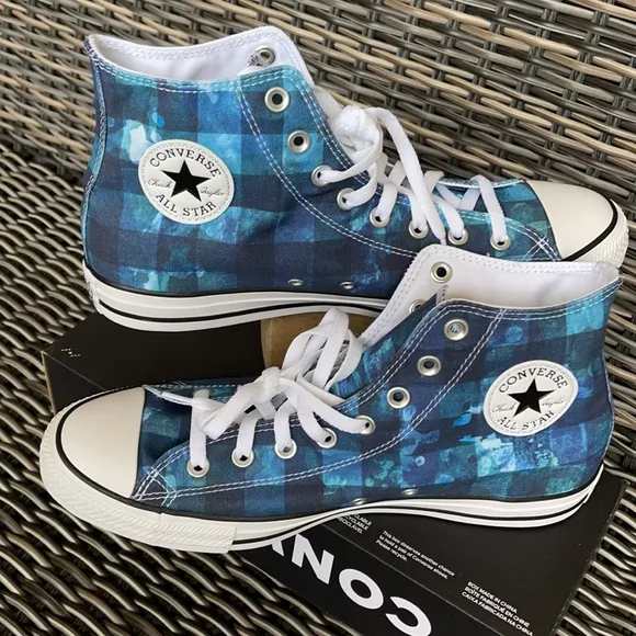 Converse Chuck Taylor All Star Hi Blue Plaid/White/Black MEN`S