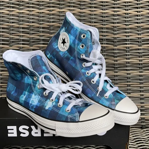 Converse Chuck Taylor All Star Hi Blue Plaid/White/Black MEN`S