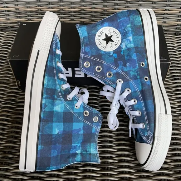 Converse Chuck Taylor All Star Hi Blue Plaid/White/Black MEN`S