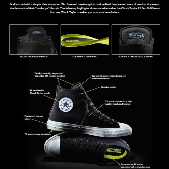 Converse Chuck Taylor Star ll Lunarlon Unisex Shoes Size Men’s 9 Women’s 11