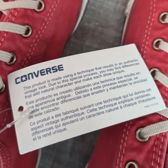Converse CTAS 2013 Low Top Tango Red Washed Canvas Sneaker Mens 11 Womens 13 NWT