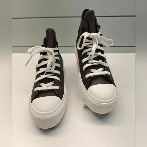 Converse CTAS A07942C Lift Platform Casual Leather Brown Shoes Women's 7