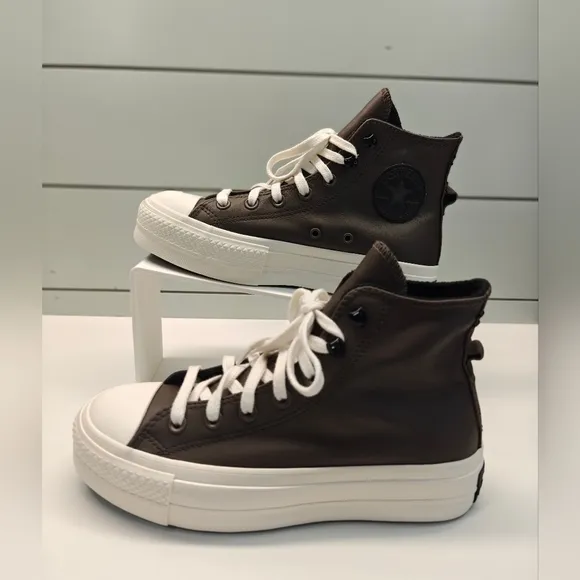 Converse CTAS A07942C Lift Platform Casual Leather Brown Shoes Women's 7