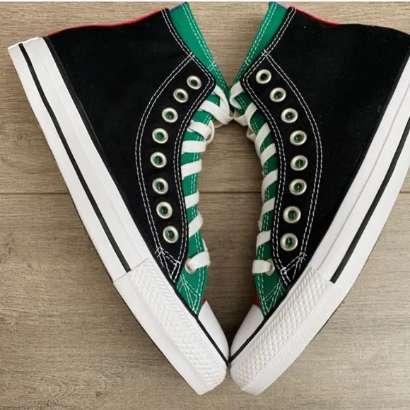 Converse Ctas double upper high black red sneakers size Women's 7