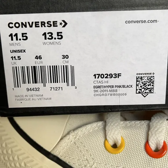 Converse Ctas Hi Egret/Hyper Pink/Black MEN`S