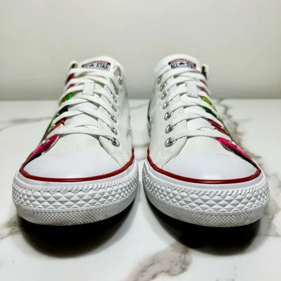 Converse Custom Hand Painted Skull Oaxaca Mexico Unique Vibrant Red Blue Sneaker