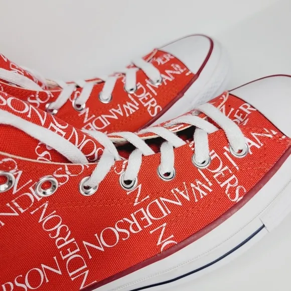 Converse J.W. Anderson Red Logo High Top Sneakers Unisex Mens 9.5 woman's 11.5