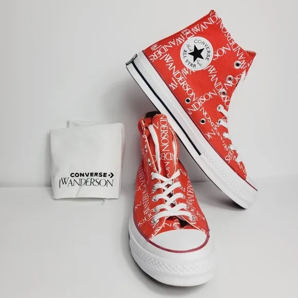 Converse J.W. Anderson Red Logo High Top Sneakers Unisex Mens 9.5 woman's 11.5