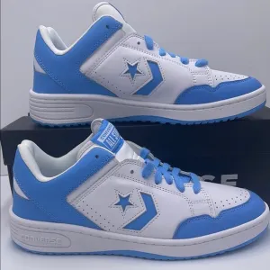Converse Men’s White and Blue Sneakers A12867CWEAPON OXWHITE/LT BLUE/WHITE