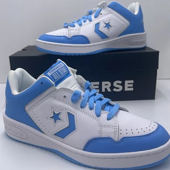 Converse Men’s White and Blue Sneakers A12867CWEAPON OXWHITE/LT BLUE/WHITE