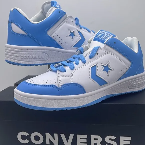 Converse Men’s White and Blue Sneakers A12867CWEAPON OXWHITE/LT BLUE/WHITE