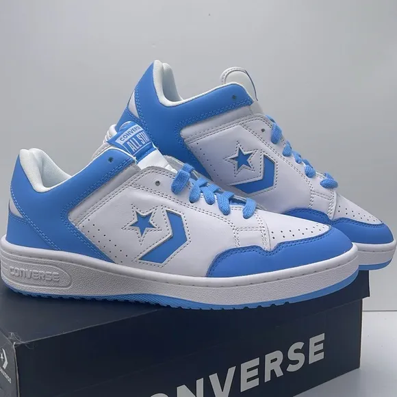Converse Men’s White and Blue Sneakers A12867CWEAPON OXWHITE/LT BLUE/WHITE