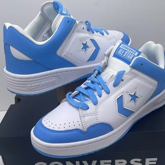 Converse Men’s White and Blue Sneakers A12867CWEAPON OXWHITE/LT BLUE/WHITE