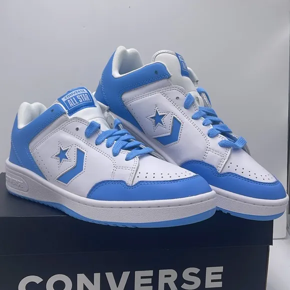 Converse Men’s White and Blue Sneakers A12867CWEAPON OXWHITE/LT BLUE/WHITE