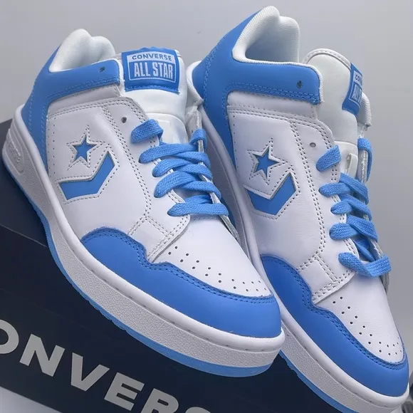 Converse Men’s White and Blue Sneakers A12867CWEAPON OXWHITE/LT BLUE/WHITE