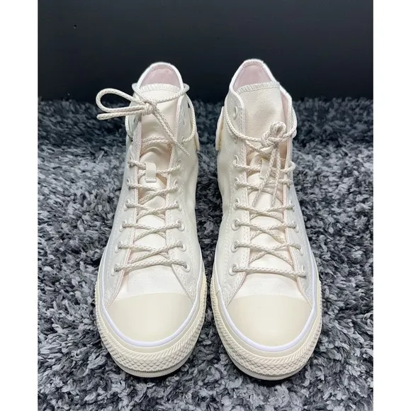 Converse Shoes Sneakers Mens Size 9 White‎ Ivory Pink Bottom Chuck Taylor