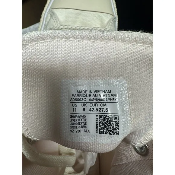 Converse Shoes Sneakers Mens Size 9 White‎ Ivory Pink Bottom Chuck Taylor
