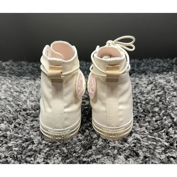 Converse Shoes Sneakers Mens Size 9 White‎ Ivory Pink Bottom Chuck Taylor
